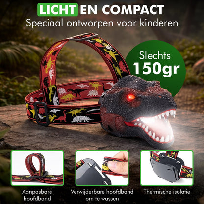 Travelhawk hoofdlamp kinderen dino