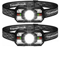 Travelhawk hoofdlamp oplaadbaar 2000 lumen set van 2 zwarte