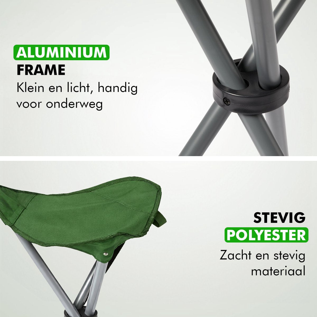 Travelhawk inklapbare campingstoel volledig uitgeklapt met stabiele telescopische constructie