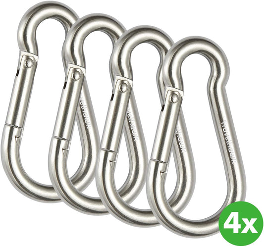 Travelhawk karabijnhaak set aluminium 4-stuks zilver vrijstaand productbeeld