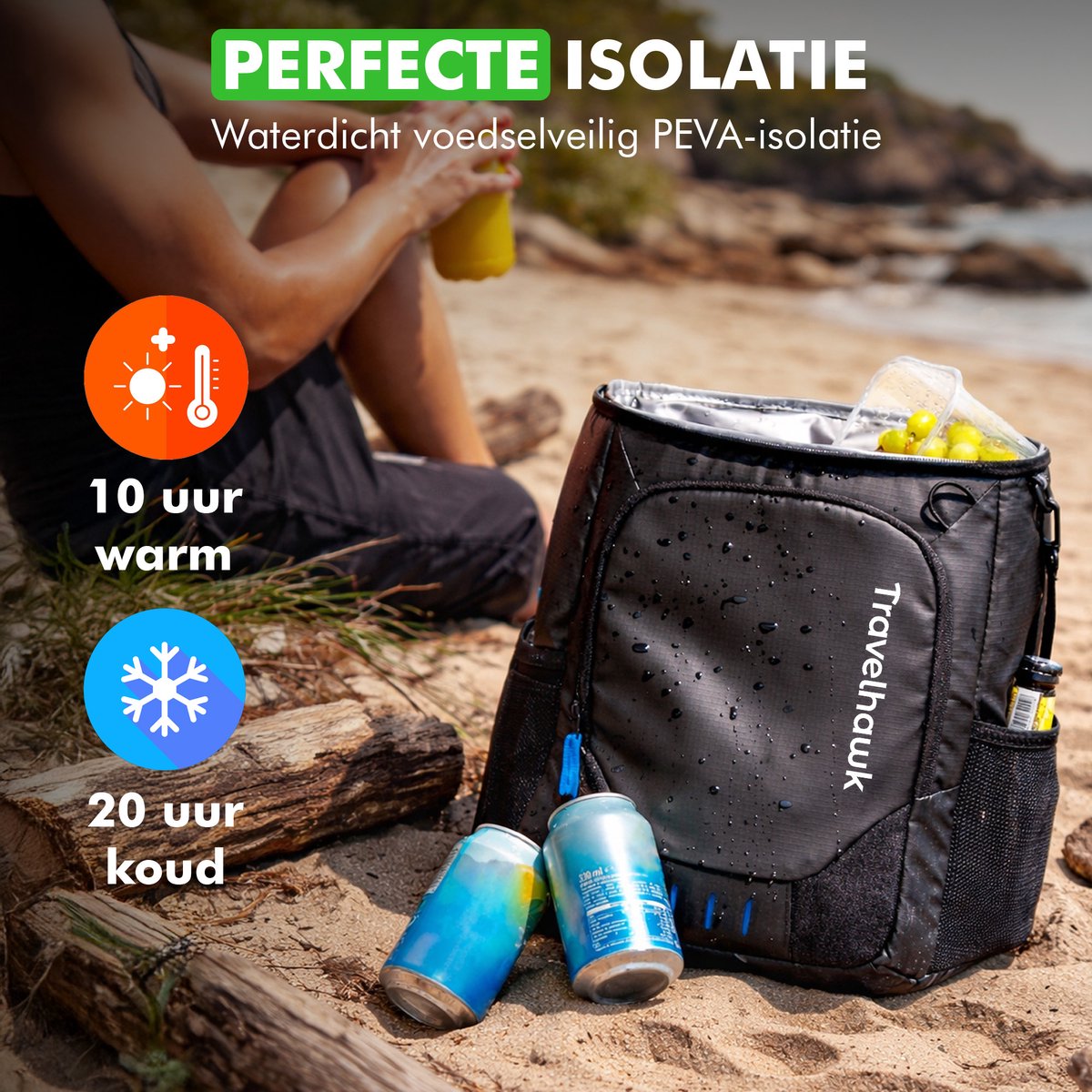 Travelhawk koelrugtas met ruime inhoud