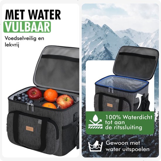 Travelhawk koeltas gevuld met drankjes en snacks