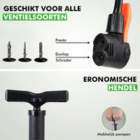 Travelhawk mini fietspomp draagbare fietspomp aluminium voor ventielen