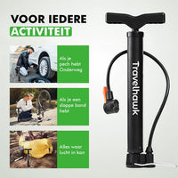 Travelhawk mini fietspomp met ventieladapter geschikt voor Presta en Schrader