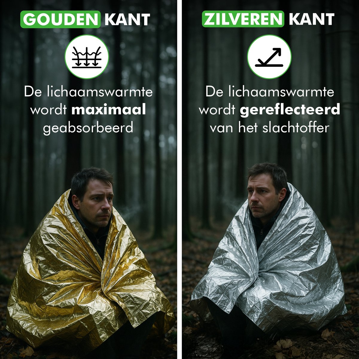 Travelhawk nooddeken warmte-reflecterend detail