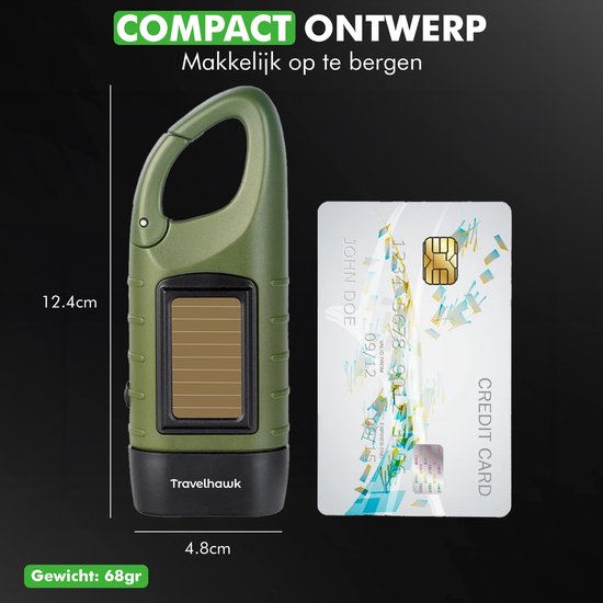 Travelhawk opwindbare zaklamp zwart aluminium body