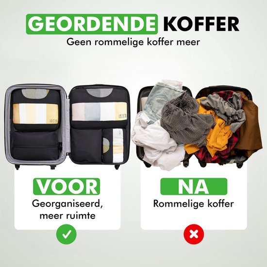 Travelhawk packing cubes met kleding netjes ingepakt
