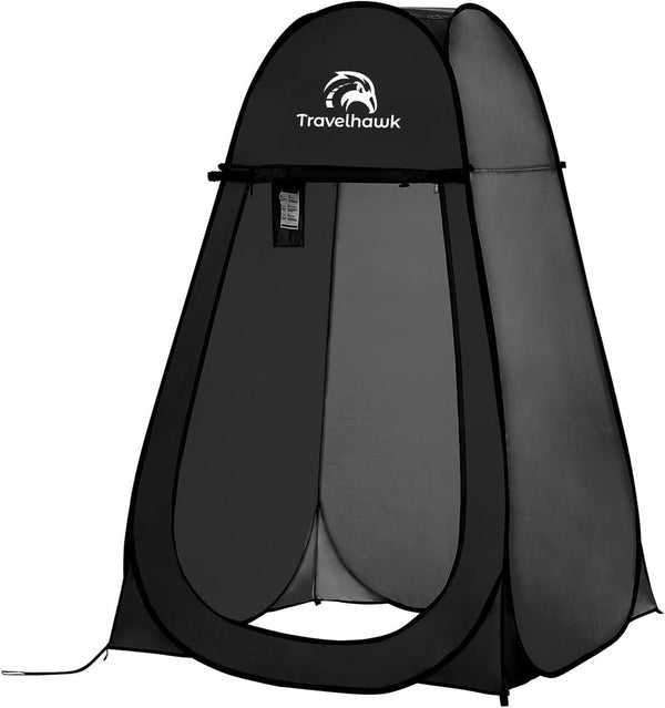 Travelhawk pop up douchetent camping privacytent opgezet
