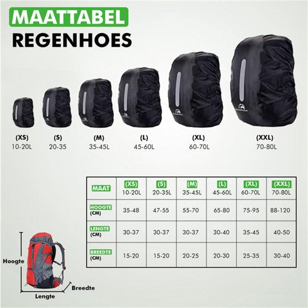 Travelhawk regenhoes rugzak waterdicht zwart 70-80 L