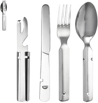 Travelhawk reisbestek set campingbestek to-go zilver vrijstaand productbeeld