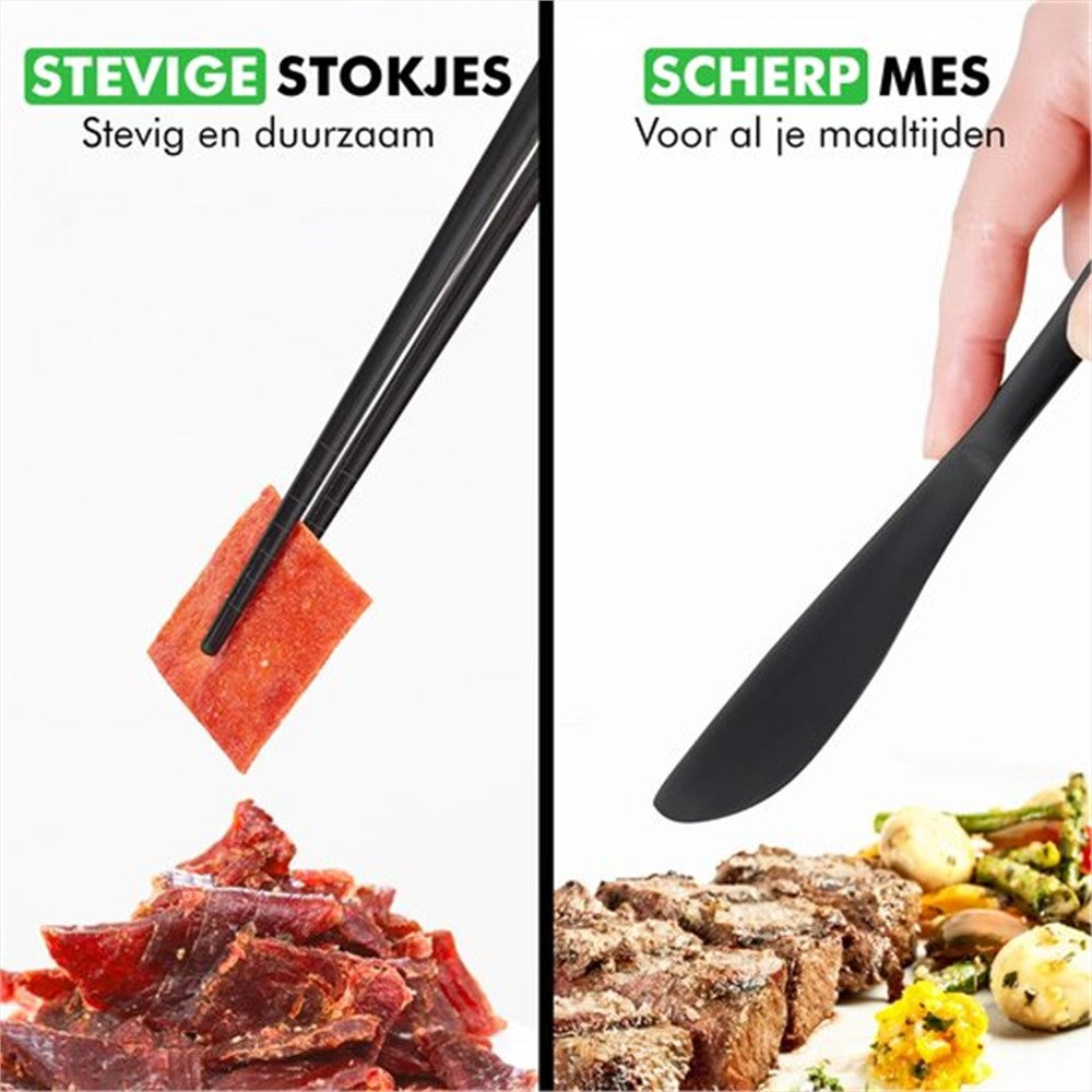 Travelhawk reisbestek set lepel vork mes