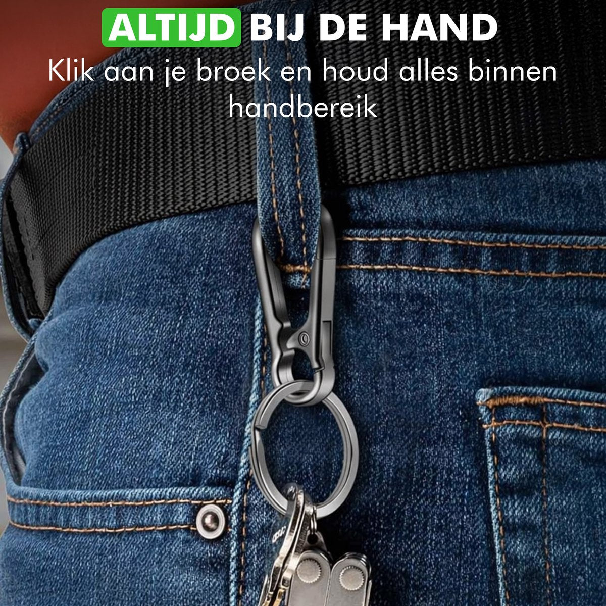 Travelhawk sleutelring karabijnhaak zilver