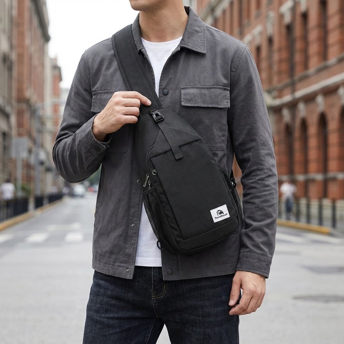 Travelhawk sling bag met RFID bescherming tegen ongewenst scannen