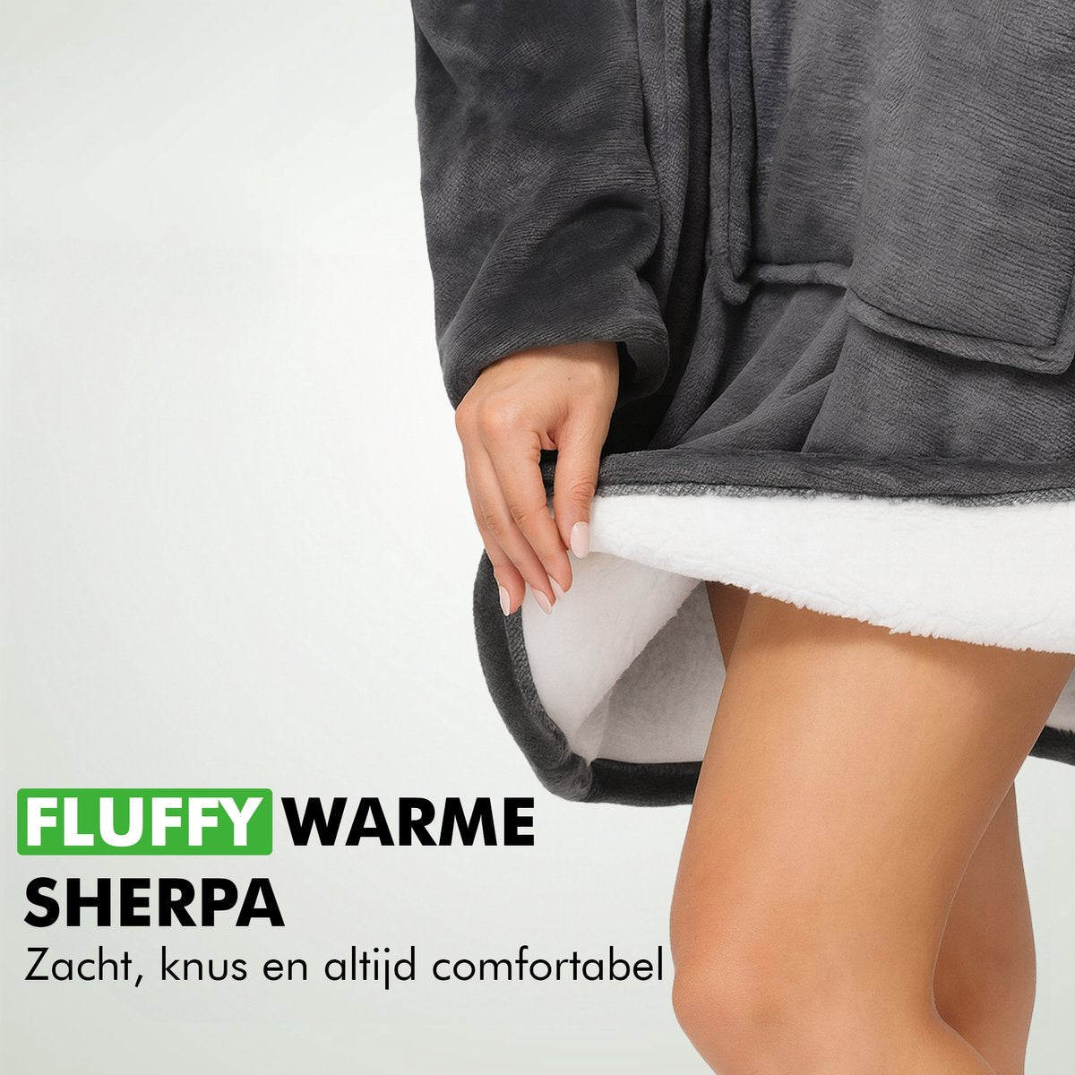 Travelhawk snuggle hoodie blanket donkergrijs oversized fleece deken
