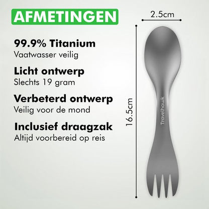 Travelhawk spork multifunctionele lepel-vork tool