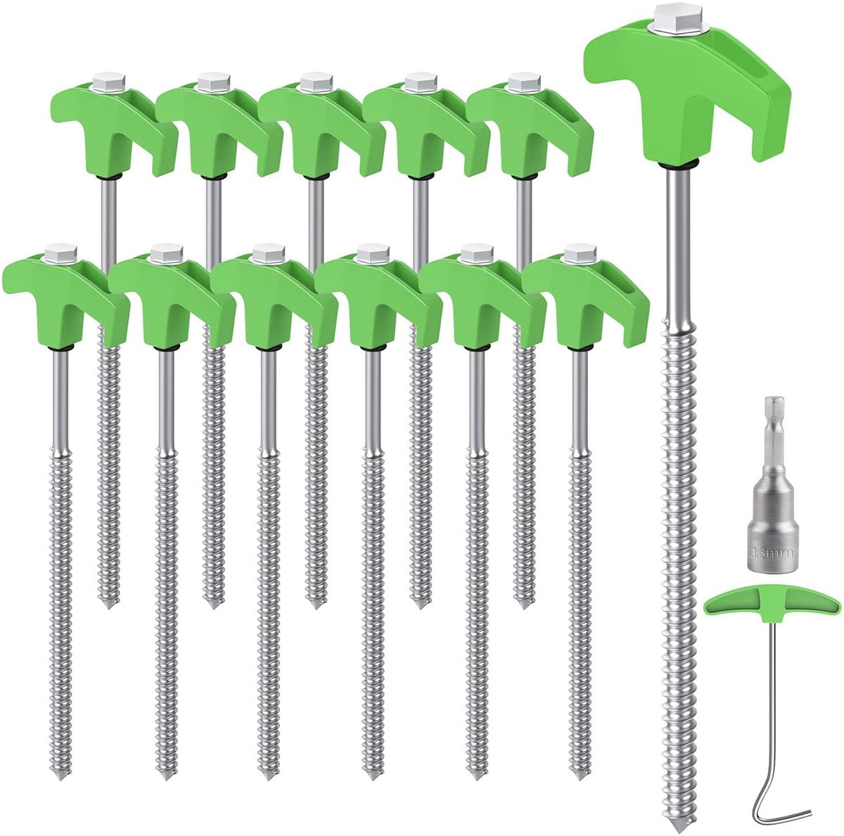 Travelhawk stalen tentharingen 25 cm set van 12 groen