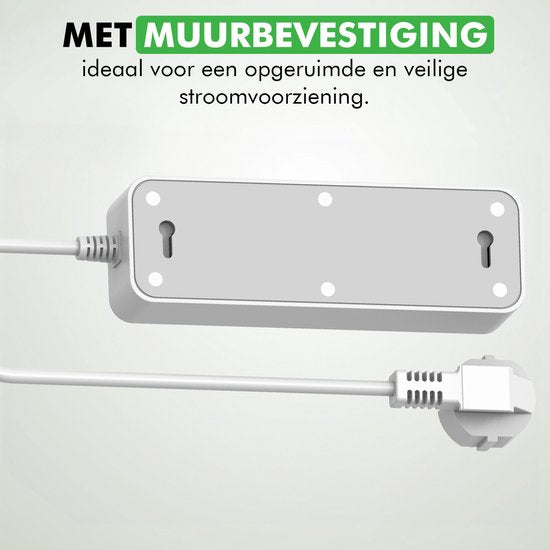 Travelhawk stekkerdoos 1,5 meter snoer wit uitrol