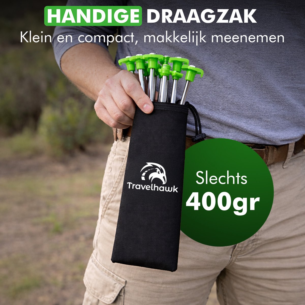 Travelhawk tentharing 25 cm lang en 0,8 cm diameter