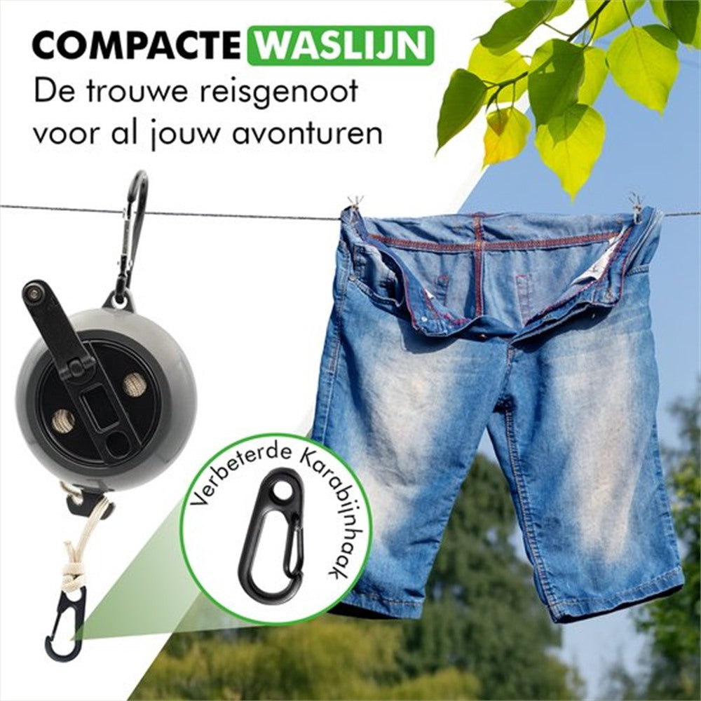 Travelhawk uitschuifbare waslijn gespannen tussen punten