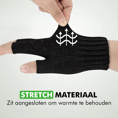 Travelhawk unisex fingerless handschoenen stretchmateriaal zwart
