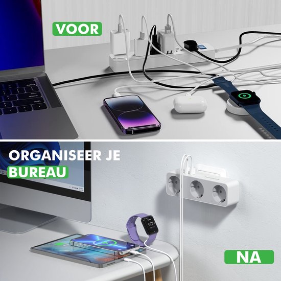 Travelhawk verdeelstekker aangesloten op muurstopcontact