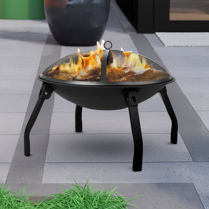 Travelhawk vuurschaal 55 cm met brandend hout voor buiten