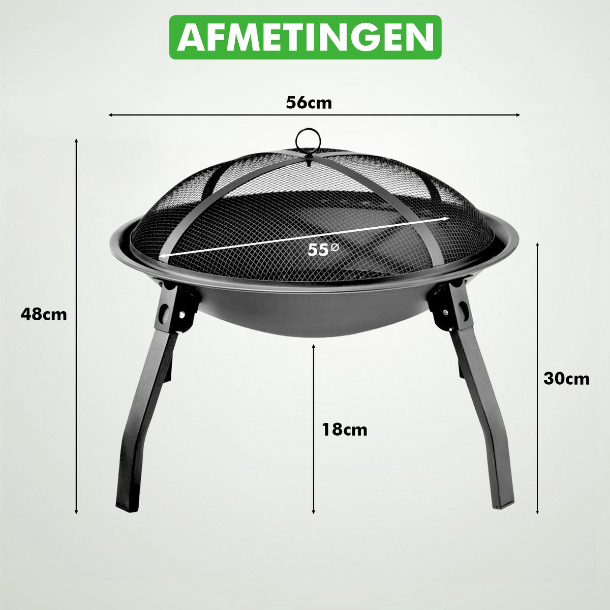 Travelhawk vuurschaal met grillrooster te gebruiken als BBQ