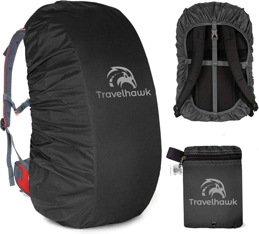 Travelhawk waterdichte regenhoes rugzak zwart reflecterend backpack cover