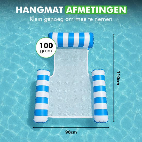 Travelhawk waterstoelen opgeblazen en drijvend in zwembad