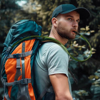 Travelhawk waterzak gebruikt tijdens kamperen of trektocht
