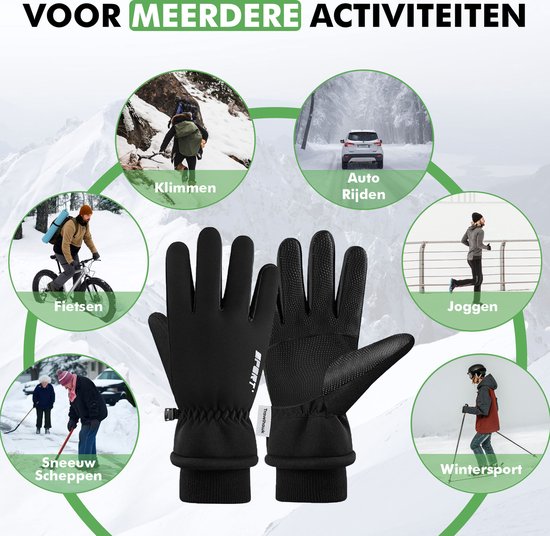 Travelhawk winter handschoenen zwart lichtgewicht en warm