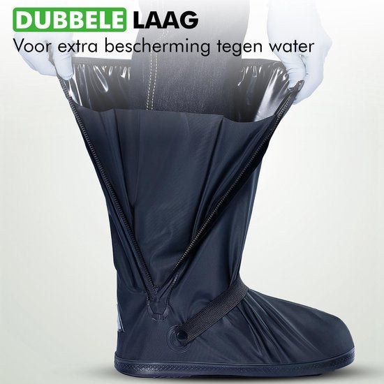 Travelhawk zwarte overschoenen close-up ritssluiting