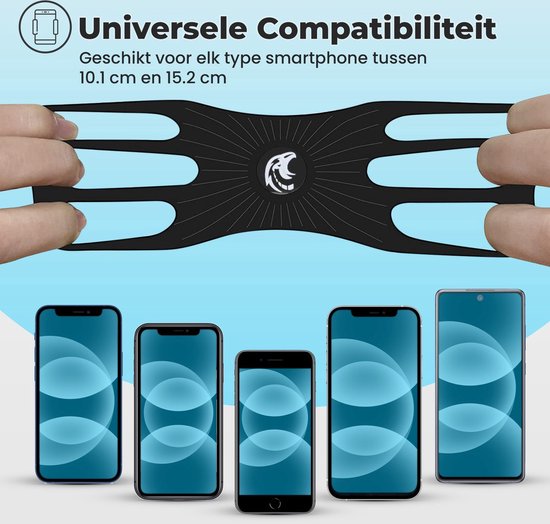 Universele Travelhawk telefoonhouder fiets zwart compact en stevig