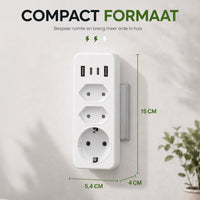 Witte stekkerdoos met USB-C snellader
