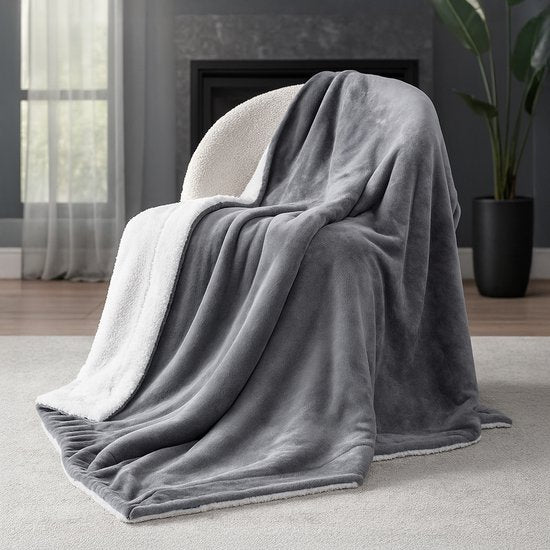 Zachte dubbellaagse fleece plaid Travelhawk grijs