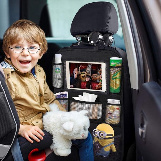 Zwarte Travelhawk autostoel organizer met tablethouder