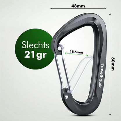 Zwarte aluminium karabijnhaak Travelhawk