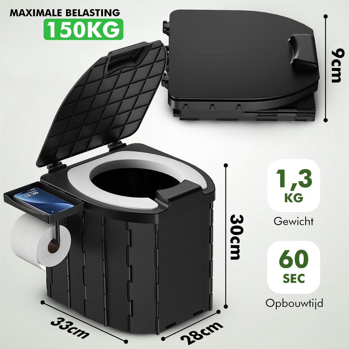 camping toilet met biologisch afbreekbare zakjes
