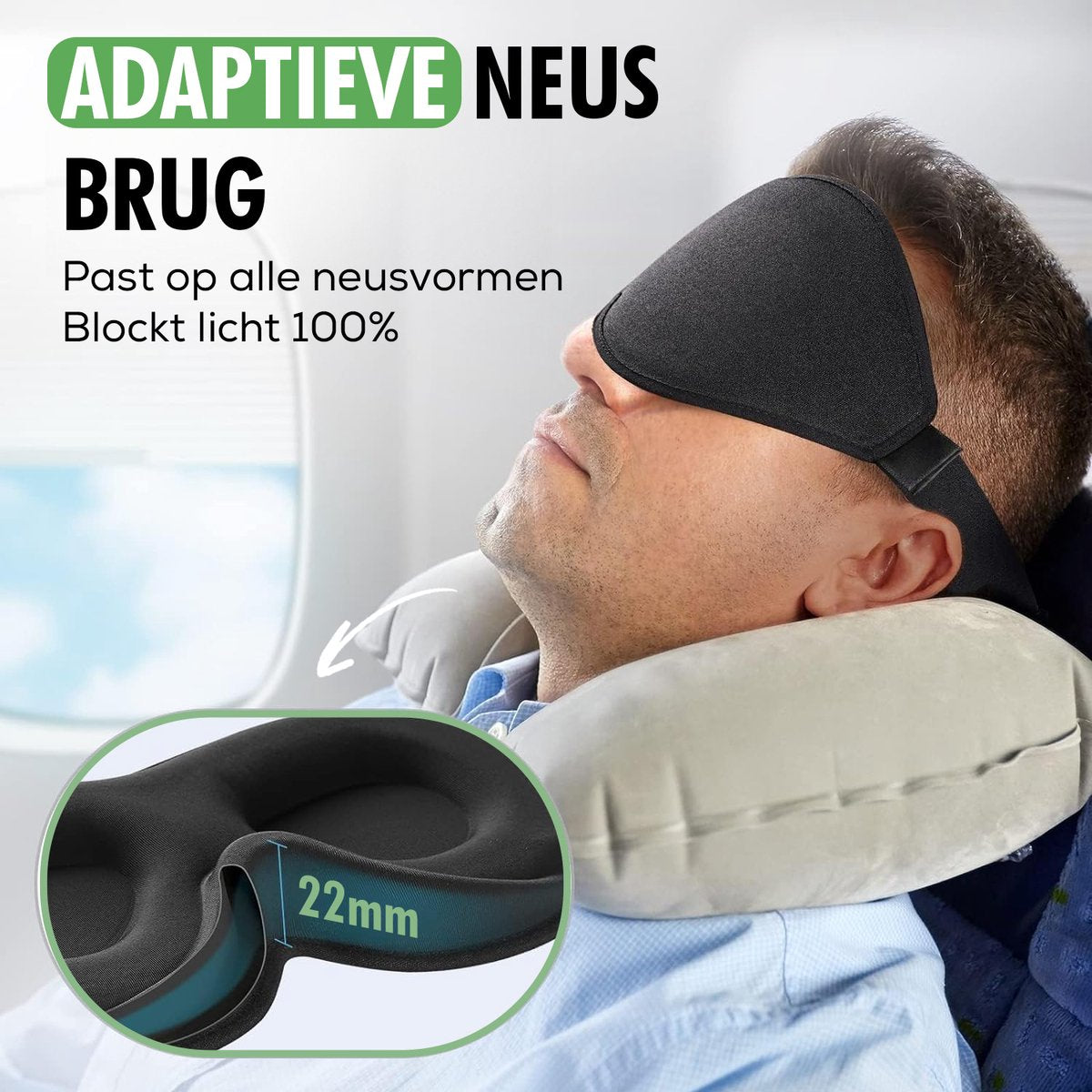 close-up oogholtes van slaapmasker travelhawk