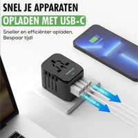close-up usb-poorten wereldstekker travelhawk