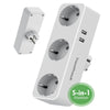 compacte reisstekkerdoos travelhawk met 3 aansluitingen