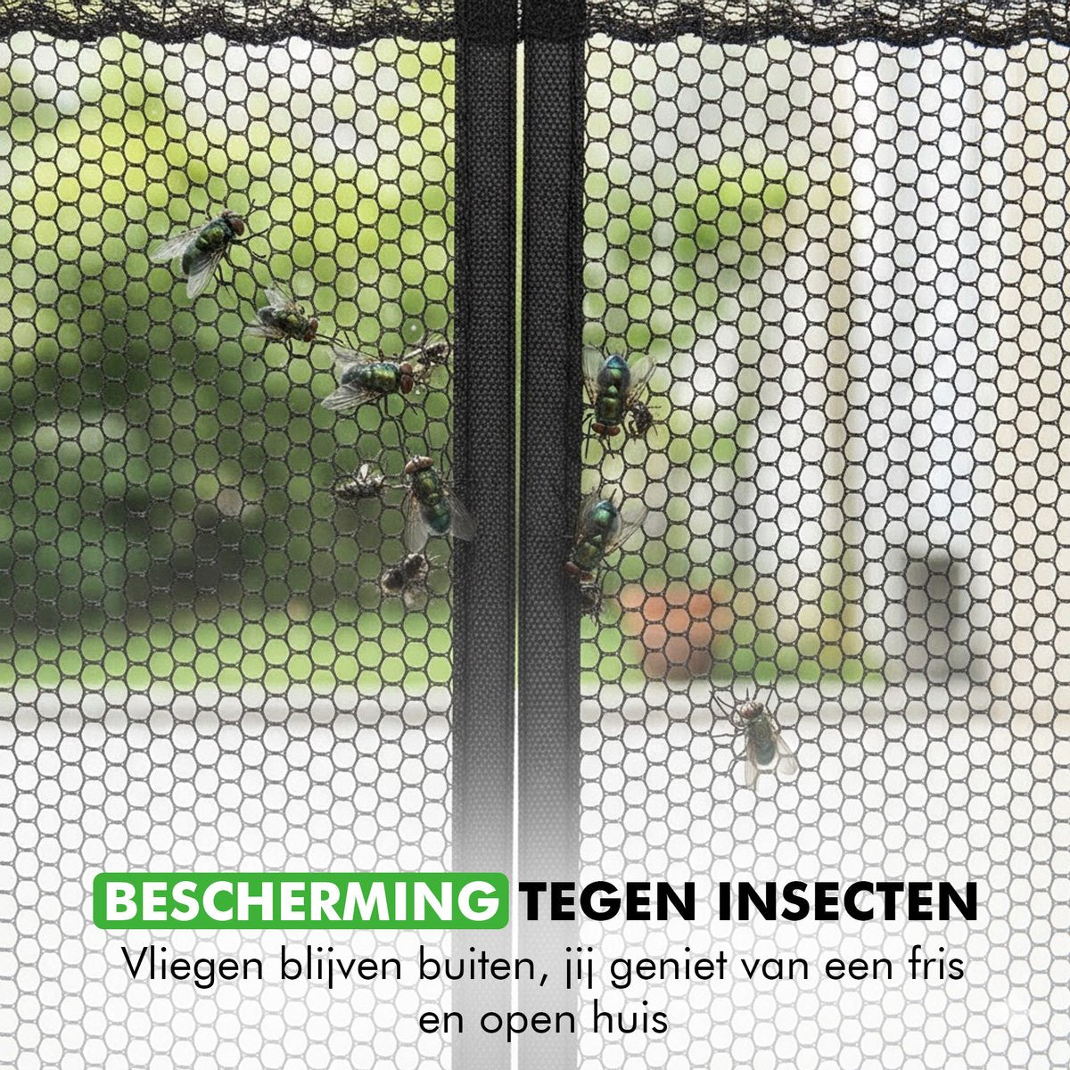 detail magnetische sluiting vliegengordijn deurhor
