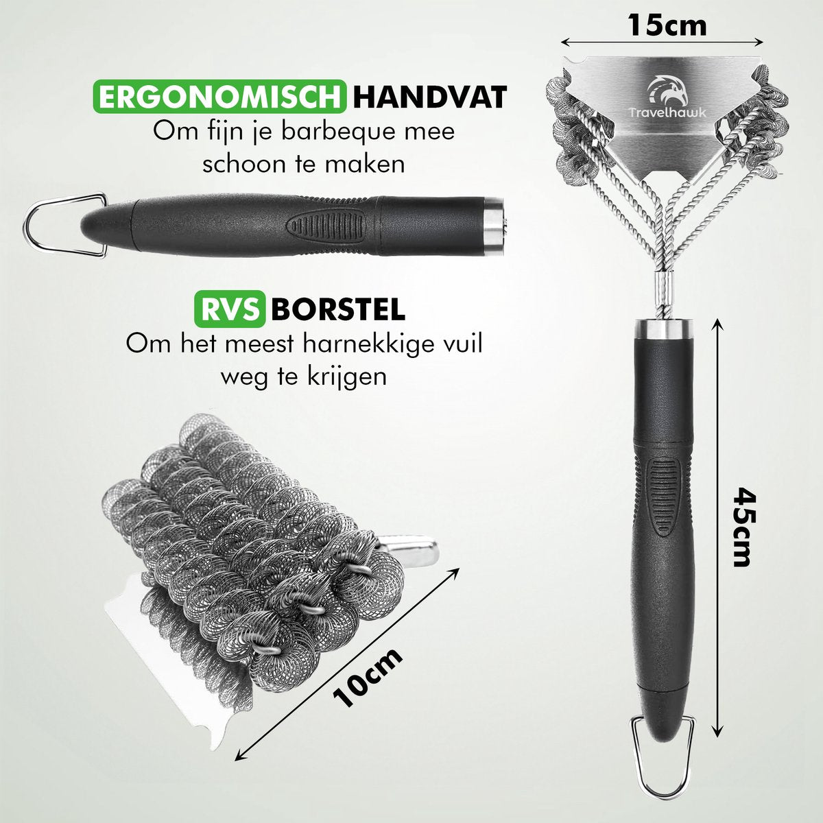 ergonomisch handvat BBQ borstel stevige grip