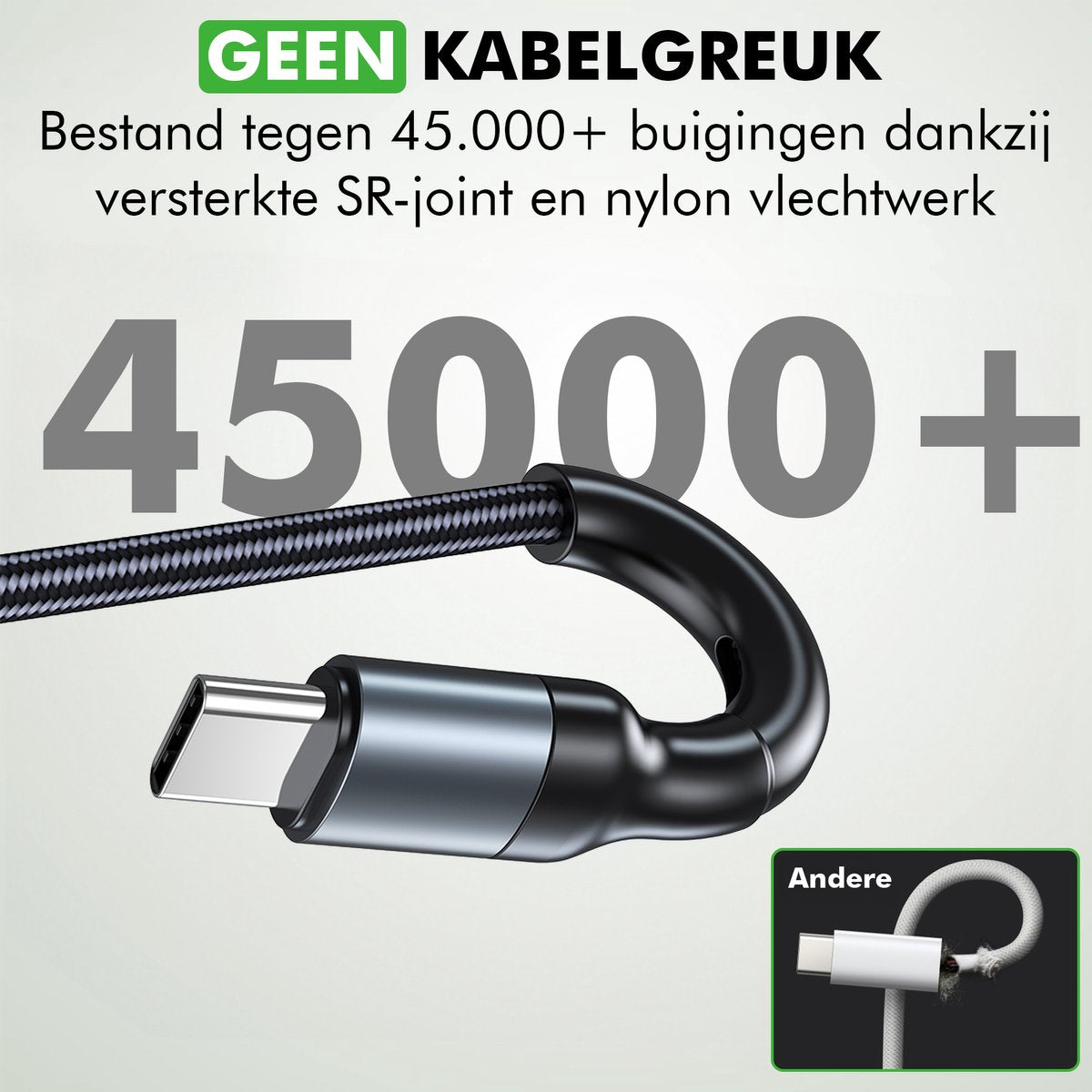 gevlochten nylon usb kabel sterk en duurzaam
