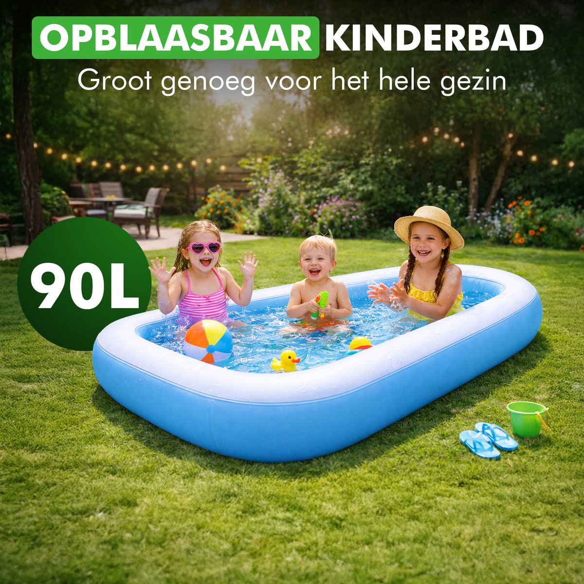 kinderzwembad met zachte bodem in tuin gebruik
