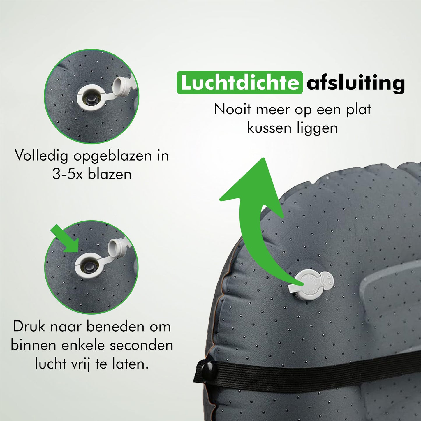 Travelhawk Reiskussen Opblaasbaar Lichtgewicht Zwart