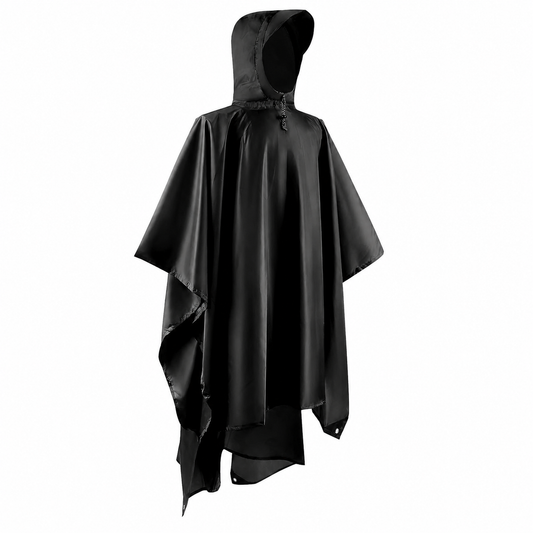 regenponcho zwart lichtgewicht en waterdicht