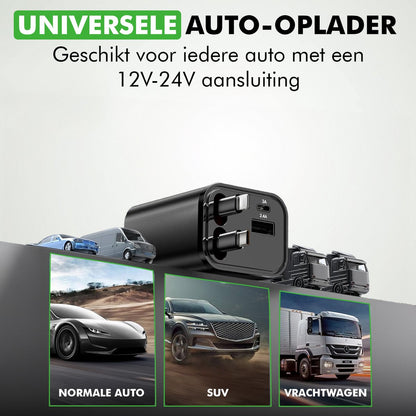 snellader 86W auto oplader close up