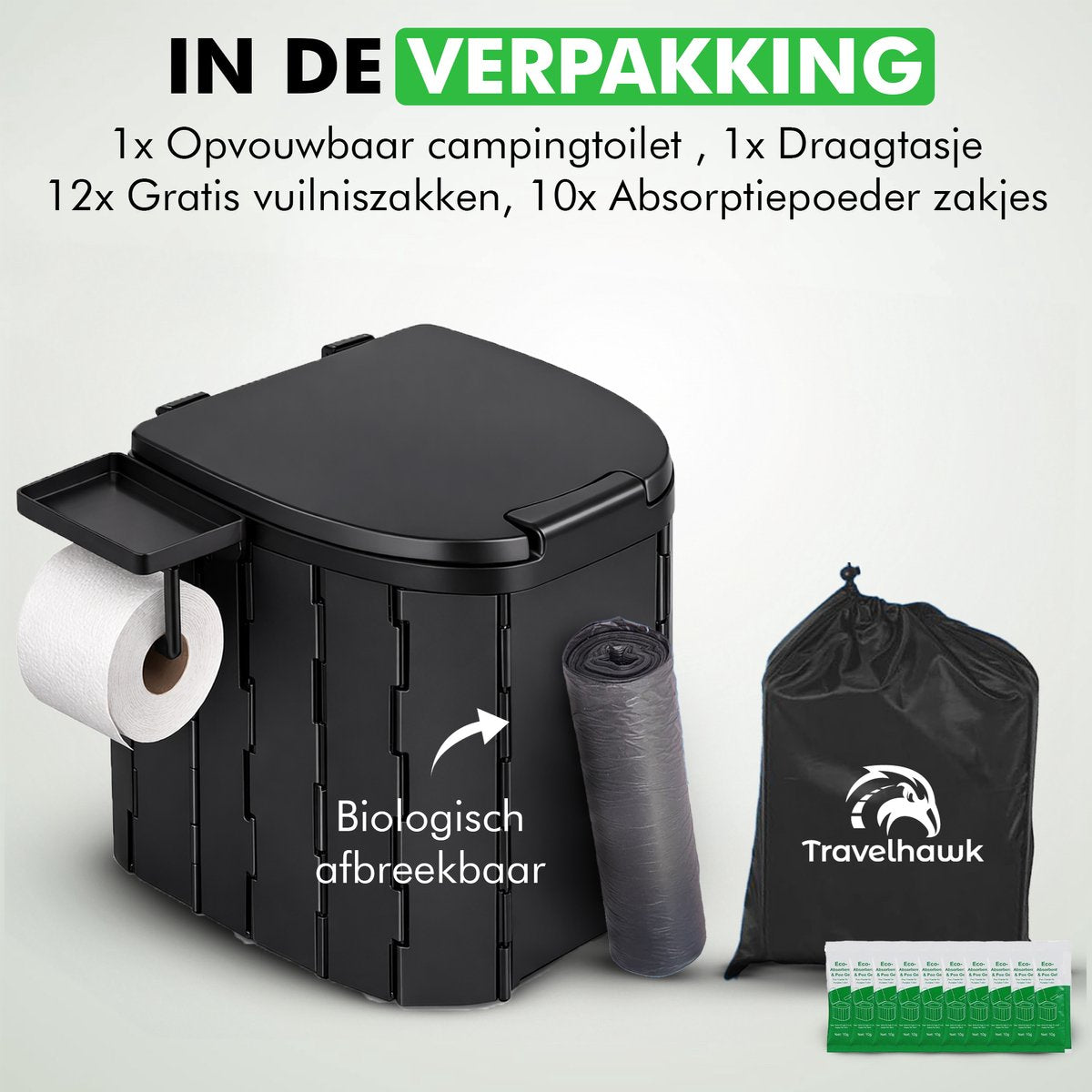 toilet met biologisch afbreekbare zakjes