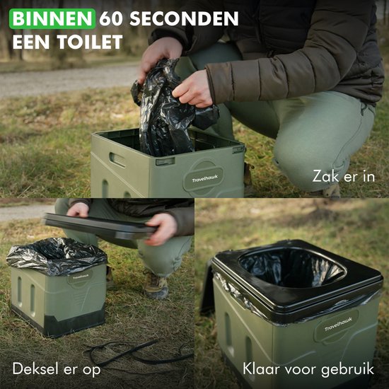 travelhawk campingtoilet draagbaar op camping